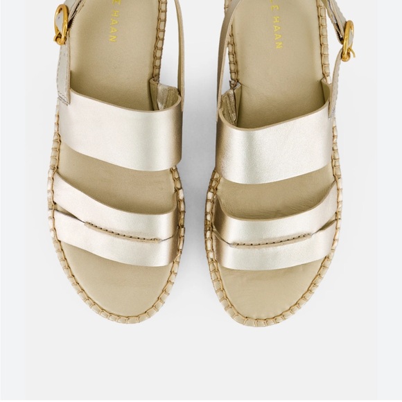 Women's Cole Haan Cloudfeel Espadrille, Soft Gold Leather. W15883 NWOB 7B - Picture 2 of 5